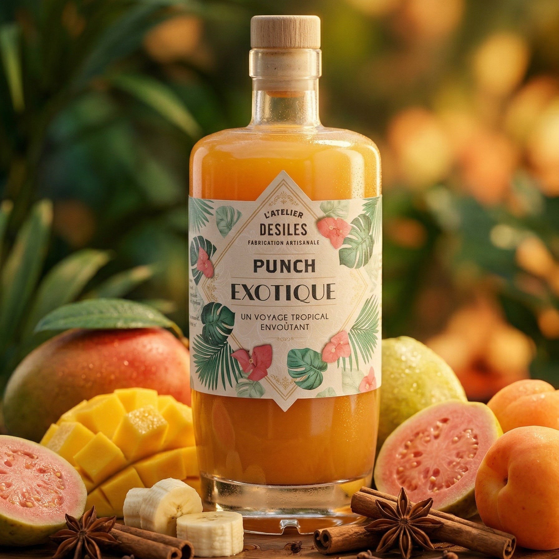 Bouteille de Punch Exotique artisanal, 70cl, L'Atelier DESILES, La Réunion
